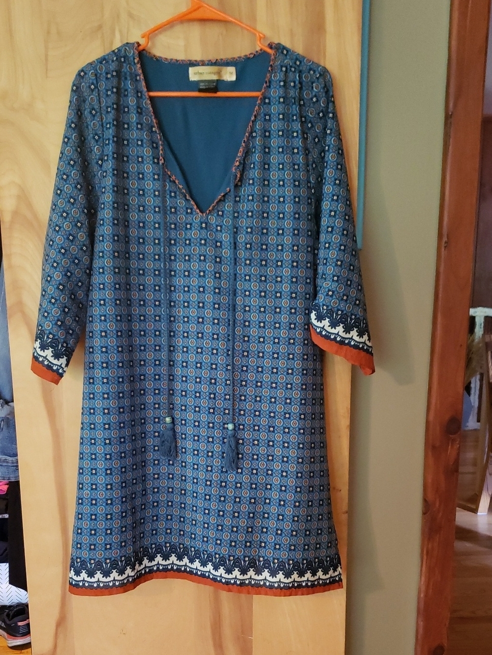 Urban Mangoz Hobo Blue Short  Dress  with Orange Trim